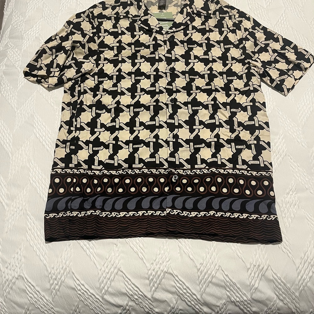 H&M Black and Cream Patterned Men's Shirt